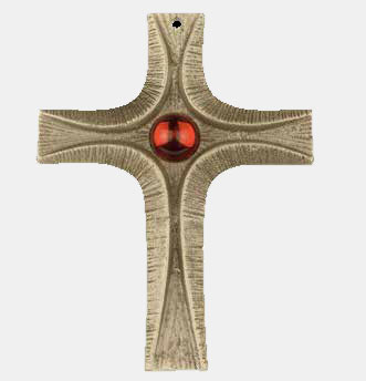 Bronzekreuz mit rotem Glasstein religiöse geschenke